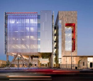Chandler City Hall at dusk