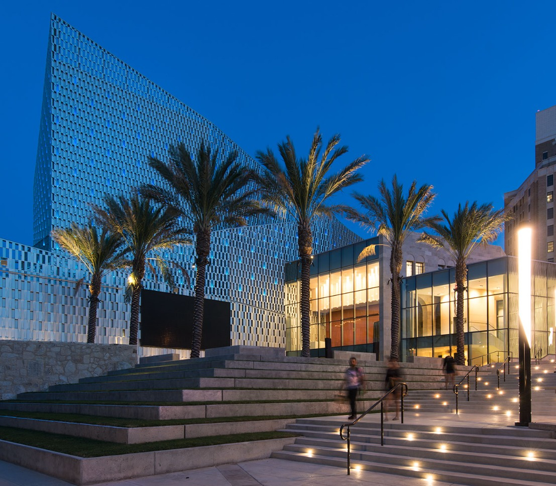 Tobin Center for Performing Arts Exterior Night Palm Trees