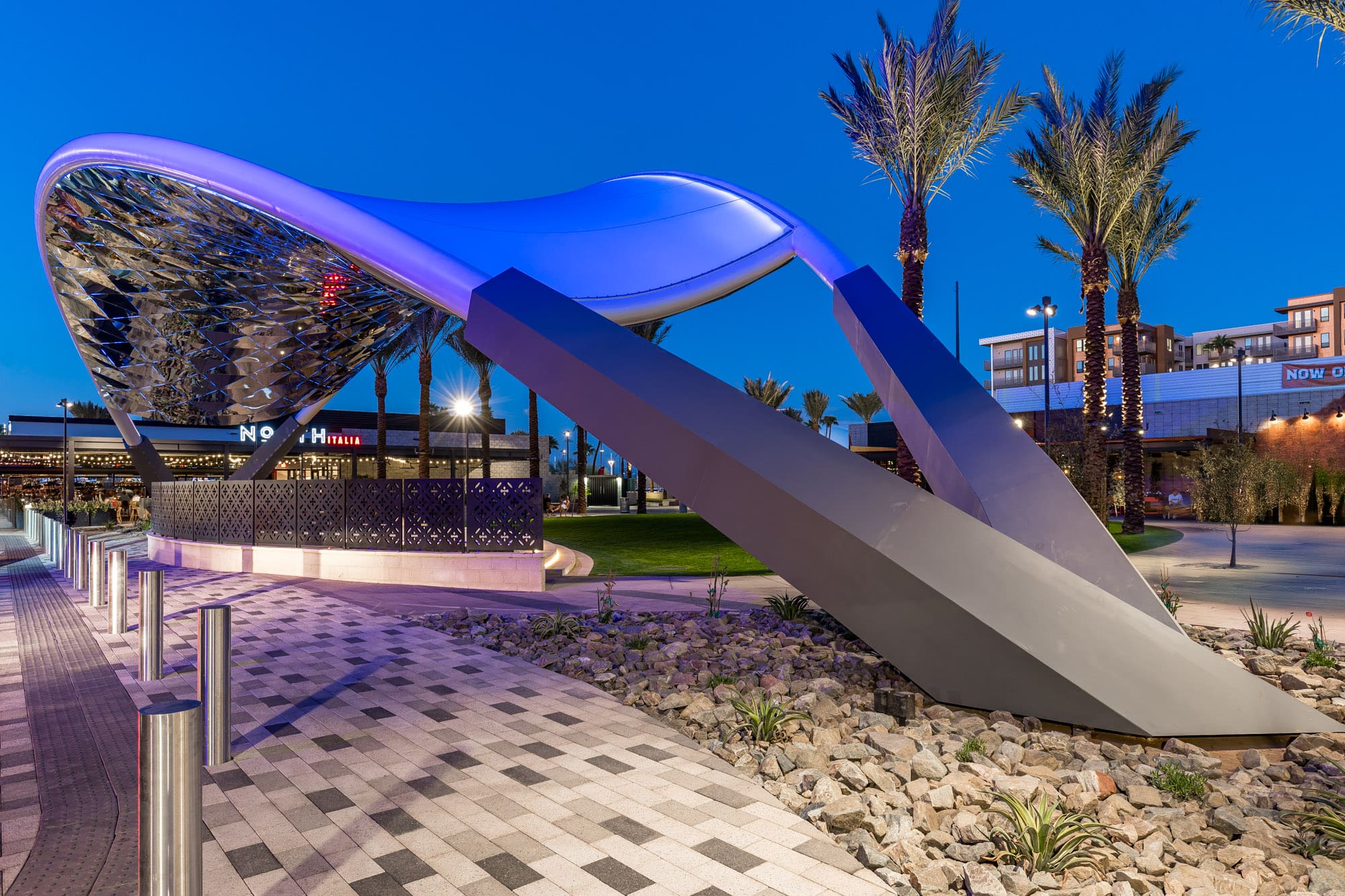 Reflective shade structure in Tempe’s Novus Innovation Corridor