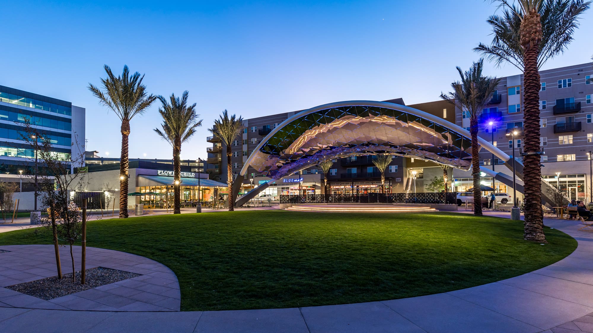 Reflective shade structure in Tempe’s Novus Innovation Corridor