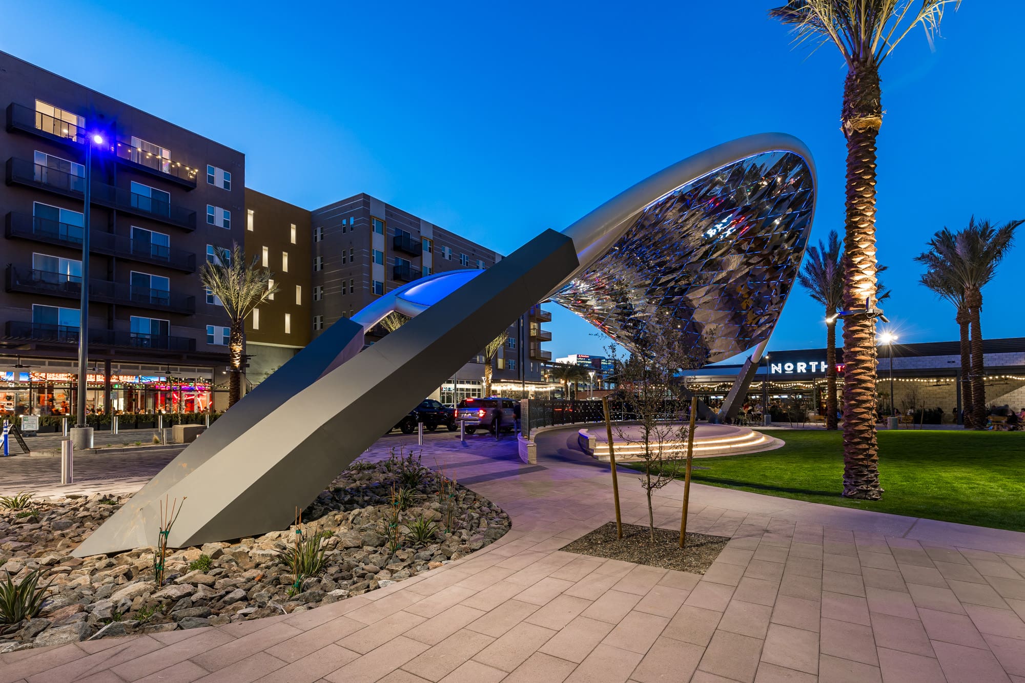 Architectural canopy designed and installed by Kovach and A.R. Mays Construction